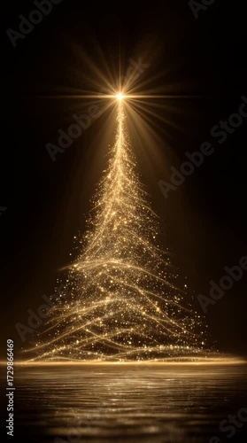 A stunning digital representation of a sparkling Christmas tree glowing against a dark background. This artistic creation embodies the joy and warmth of the holiday season.