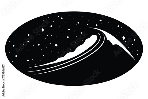 milky way silhouette icon. Vector clipart black illustration design
