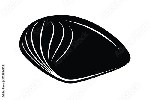 mussel shell silhouette icon. Vector clipart black illustration design