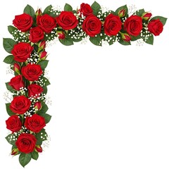 Red Rose Corner Border Design.