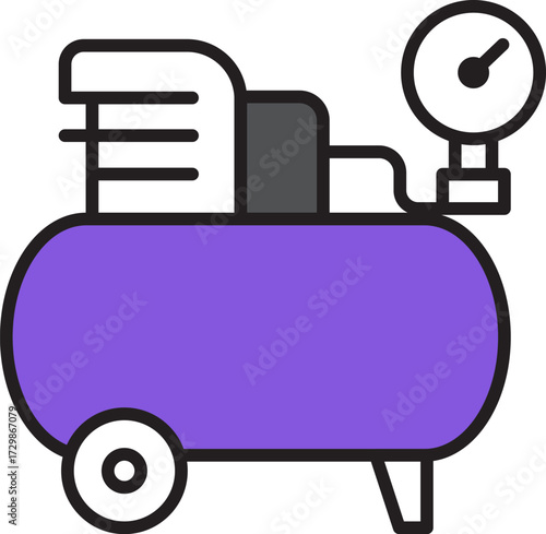 Air compressor tool icon with pressure gauge