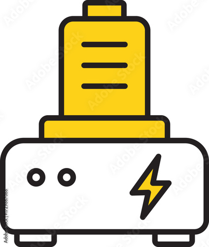 Battery charger dock icon in yellow