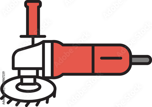 Red angle grinder icon for metal cutting