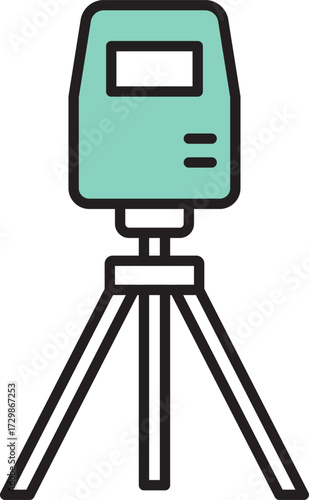 Survey tripod tool icon with green device