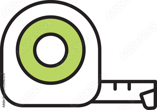 Tape measure tool icon with green center