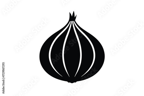 onion silhouette icon. Vector clipart black illustration design