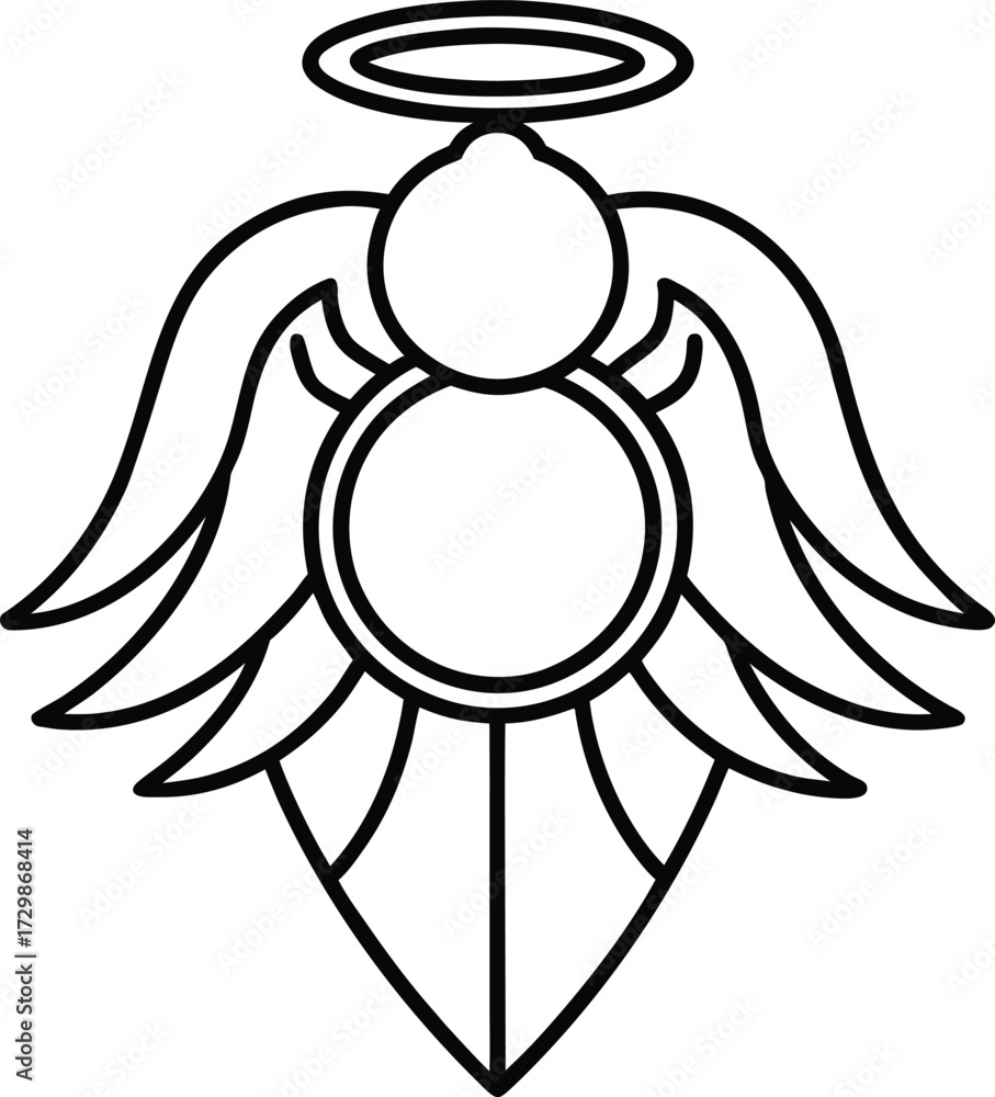 Fototapeta premium angel halo symbol line art on transparent background