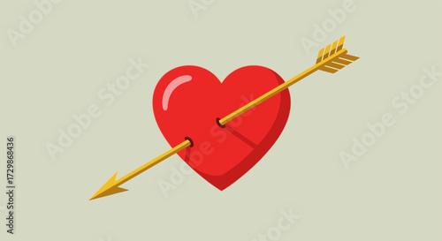 Heart pierced by arrow symbol of love and Valentines Day.