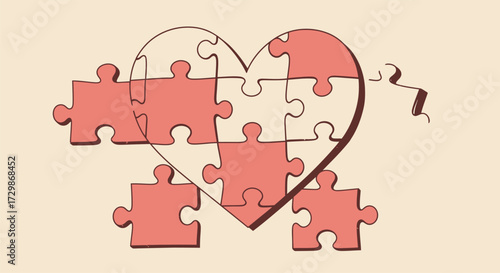 Heart Puzzle Incomplete Love and Connection.