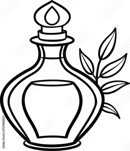 aromatherapy oil bottle line art on transparent background