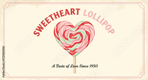 Sweetheart Lollipop A VintageInspired Candy Delight with Swirled Heart Design.