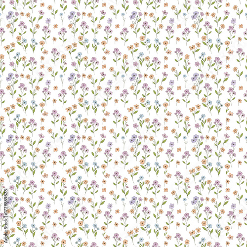 Delicate blue blossoms seamless pattern for fabric scrapbooking and wallpaper designs