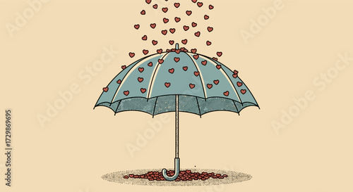 Umbrella Shielding from Falling Hearts A Symbol of Protection and Love.