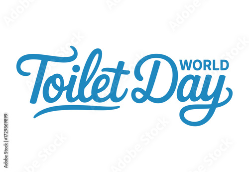 World toilet day celebration with stylized blue lettering on a white background