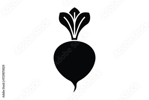 radish silhouette icon. Vector clipart black illustration design