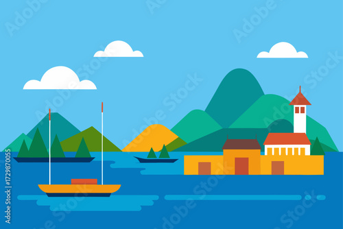 vector illustration of a boat