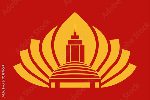 vector illustration of buddhist temple in thailand
