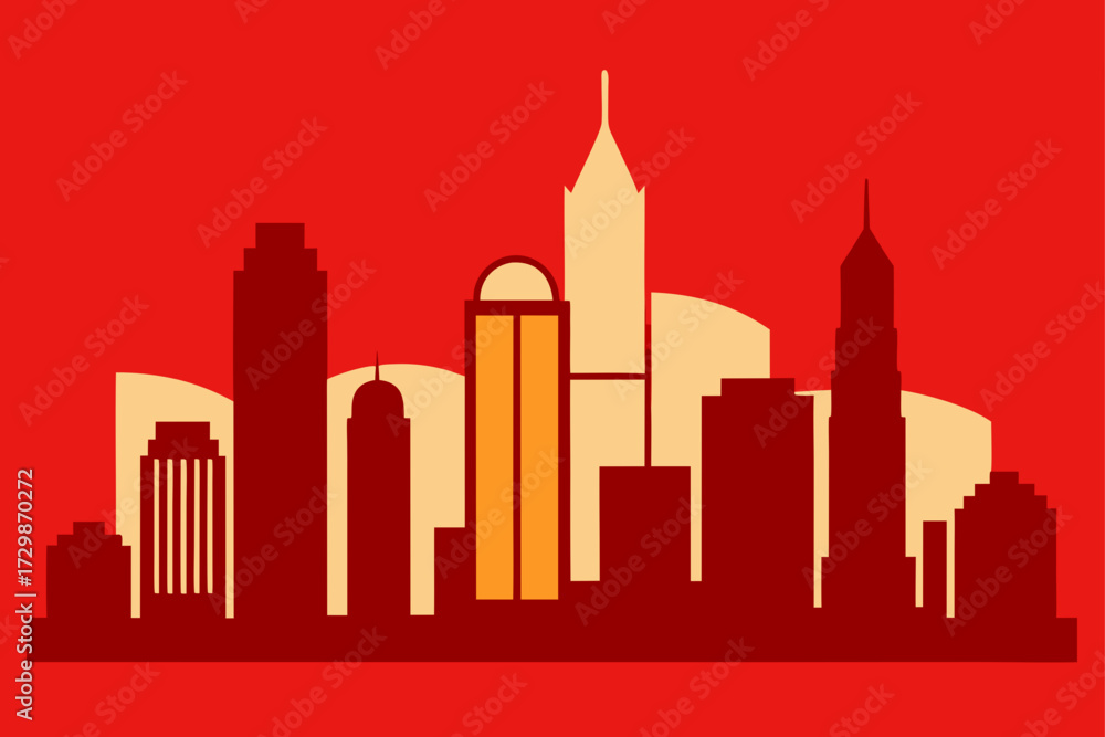 Obraz premium seattle skyline in red
