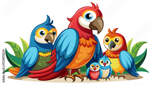 two parrots on a white background