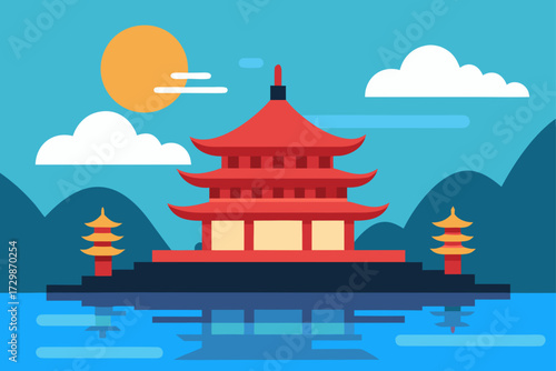 vector illustration of temple