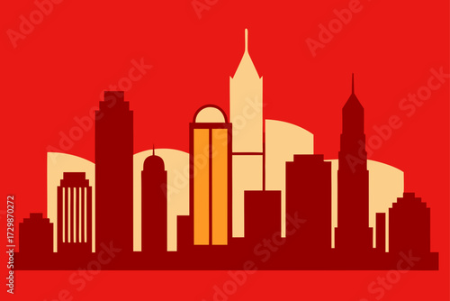 seattle skyline in red