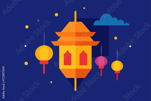 vector illustration of a night city