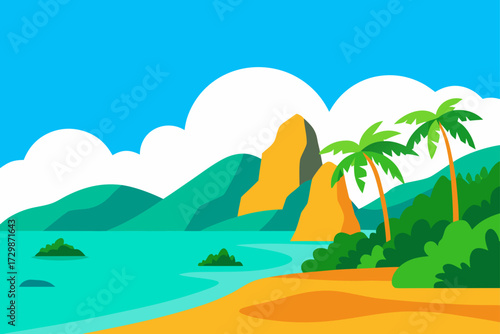 tropical beach with palm trees