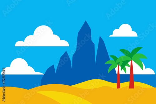 vector illustration of a beach