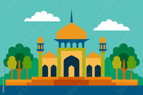 illustration of mosque in the background