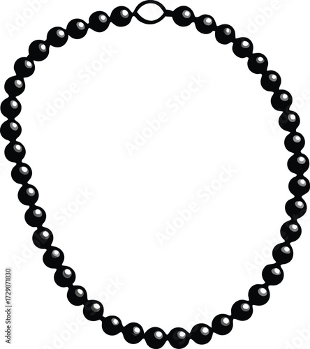 beaded necklace line art on transparent background