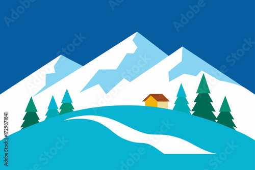 winter landscape with mountains