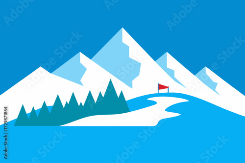 winter landscape with mountains