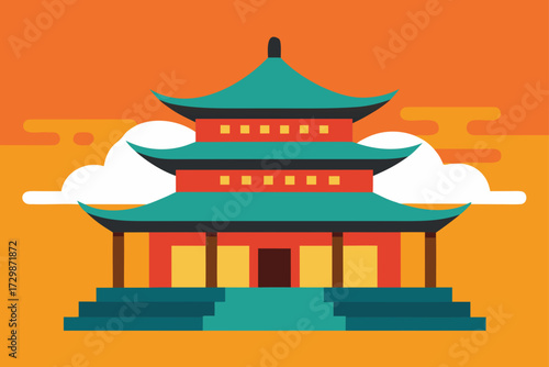 vector illustration of chinese temple