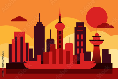 silhouette of city skyline