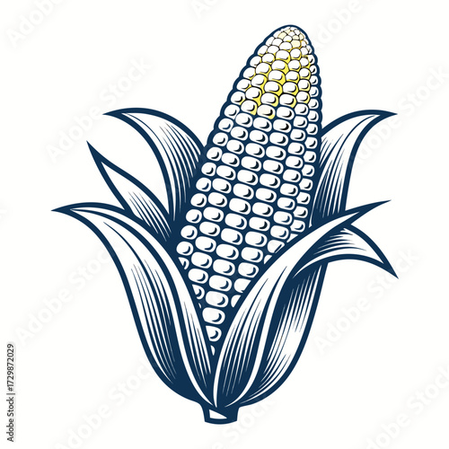 Elegant Create Bold Stroke Corn Cob With Kernels High-Quality Stock Image