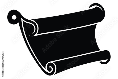 scroll parchment silhouette icon. Vector clipart black illustration design