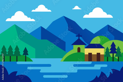 vector illustration of a rural landscape
