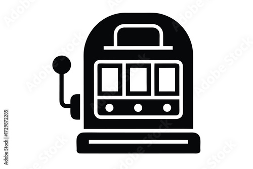 slot machine silhouette icon. Vector clipart black illustration design