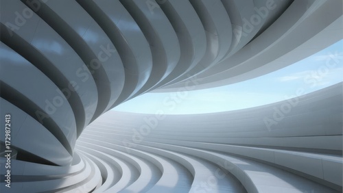 Wallpaper Mural Abstract architectural structure with flowing white curves and modern design elements Torontodigital.ca