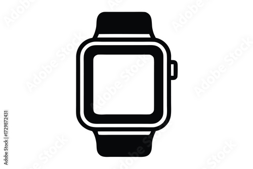 smartwatch silhouette icon. Vector clipart black illustration design