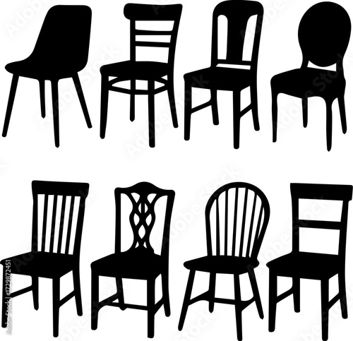 Chair Silhouette Collection Furniture Icons Set