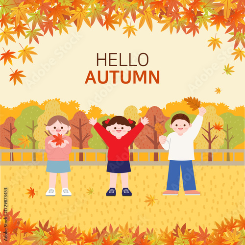 Warm color autumn illustration