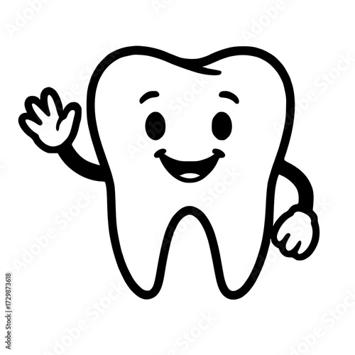 Happy Tooth Character, Cheerful Dental Mascot