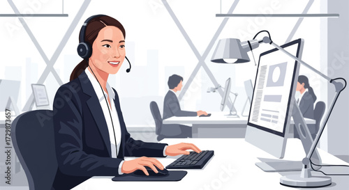 Customer service representative at work in an office