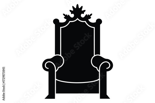 throne chair silhouette icon. Vector clipart black illustration design