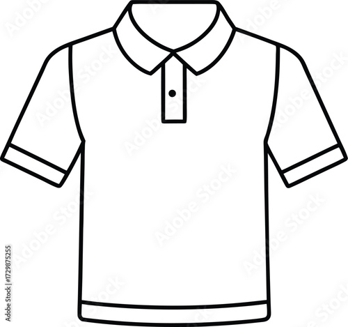 casual polo shirt line art on transparent background