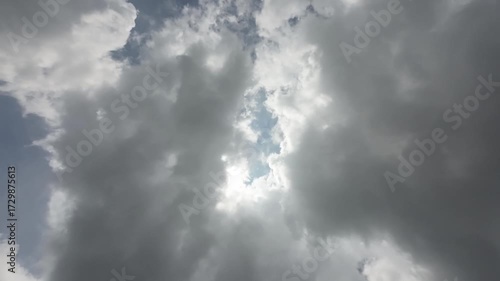Blue Sky Dark Clouds Timelapse In Rainy Thunder Moments
