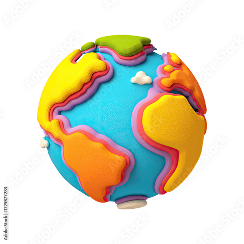 Colorful 3D stylized Earth globe