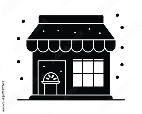 Snowy Street Bakery with Cakes and Cookies Inside