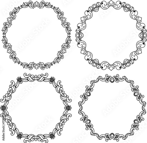 featuring four carved frame ornament designs with different shapes